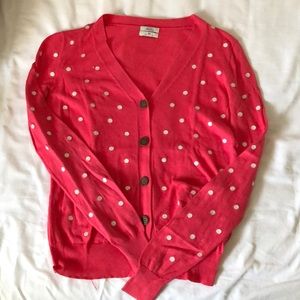Madewell Pink Polka Dot Cardigan